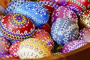 Coloured Easter Eggs Drucke: Easter, Easter basket, Easter eggs
