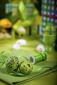 Tulip Blossom Photography Drucke: The easter installation with eggs and flowers