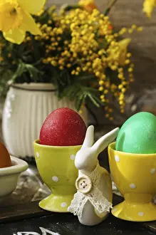 Easter Eggs Drucke: Easter time, spring flowers, easter eggs and easter bunny
