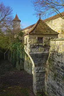 Southern Germany Old Town Drucke: Eastern town wall with Hohenner tower