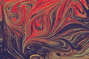 Uninhabited Landscape Art Drucke: Ebru marble effect pattern design for print