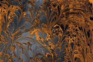 Floral Ornamentation Drucke: Ebru Marbling texture with floral patterns