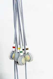 White Background Medical Symbol Drucke: ECG electrodes against a white background