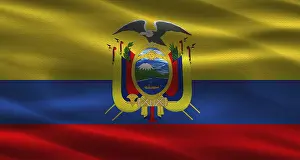 South American National Flag Drucke: Ecuador flag with fabric texture