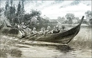English Historical Figure Drucke: Edgar the peaceable being rowed down the dee by eight tributary princes