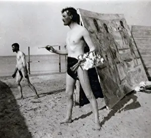 Drucke von Edvard Munch am Strand von Warnemünde, Deutschland circa 1907/8 Edward Munch (12. Dezember 1863 - 23. Januar 1944) war ein wichtiger norwegischer moderner Maler Edvard Munch Drucke: Edvard Munch am Strand von Warnemünde.