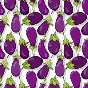 Editable Vector Template Drucke: Eggplant repeating pattern, editable vector template