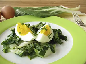 Egg Nutrition Facts Drucke: Eggs on chard vegetables