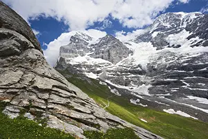 Snowy Mountain Landscapes Drucke: Eiger with Eismeer slope and glacier