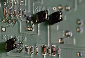 Macro Photography Details Drucke: Electronic components on circuit board macro shot