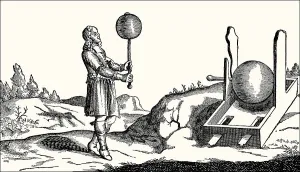 Deserted Laboratory Scene Drucke: Electrostatic experiments by Otto von Guericke