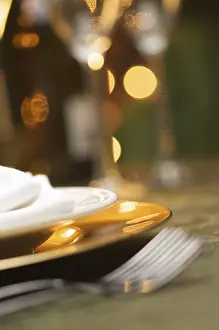 Elegant Dinner Setting Drucke: Elegant dinner setting abstract macro background