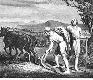 Christian Scripture Artwork Drucke: Elisha is elected prophet, son