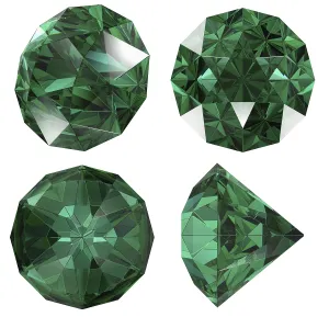 Semi Precious Stone Drucke: Emerald gem isolated different views with refraction
