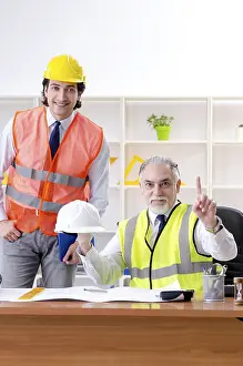 One Person Working Drucke: Two engineers colleagues working under project