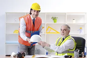 Single Person Labour Drucke: Two engineers colleagues working under project