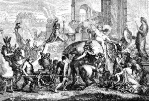Deserted Cityscape Illustration Drucke: The entry of Alexander the Great into Babylon