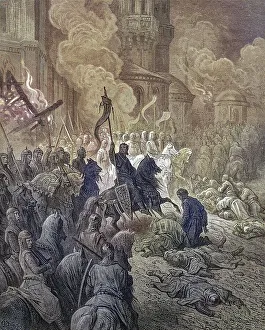 Historic Artwork Drucke: Entry of the Crusaders into Constantinople