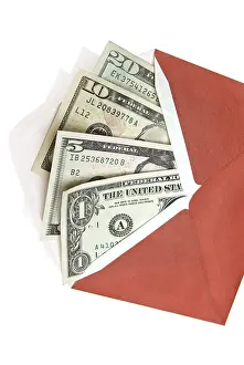 US Dollar Bills Drucke: Envelope with US-dollar bills