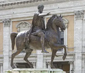 Historic Italian Architecture Drucke: Equestrian statue of Marcus Aurelius