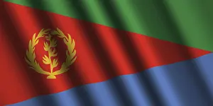 Drucke von Die Eritrea-Flagge weht im Wind Eritrea Drucke: Die eritreische Flagge weht im Wind.