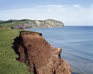 Steep Cliff Waterfront View Drucke: Eroded cliffs at Anse a Firmin