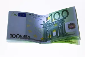Studio Shot Of Money Drucke: Several one hundred euro bills, notes