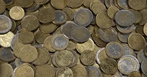 Deserted Bank Scene Drucke: Euro Coins Falling