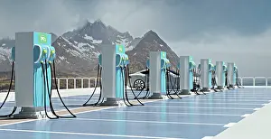 Alternative Energy Source Drucke: EV charging point on parking space