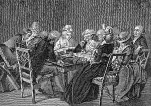 German Literature Illustration Drucke: Evening circle of the Duchess Amalia