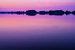Peaceful Sunset Atmosphere Drucke: Evening at Lake Dummer, sunset