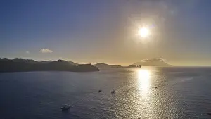 Evening Light Greece Drucke: Evening light, backlight, sun as star