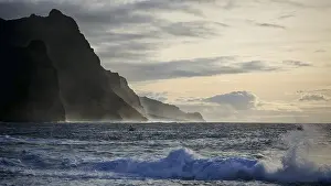 Evening Coastal Scenery Drucke: Evening light, twilight, dramatic coastal landscape
