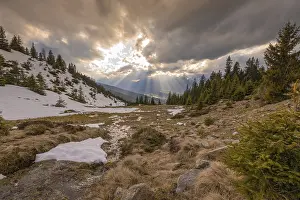 European Alpine Landscape Drucke: Evening at Loassattel, in spring