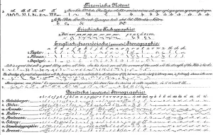 Example of a stenographic process called shorthand