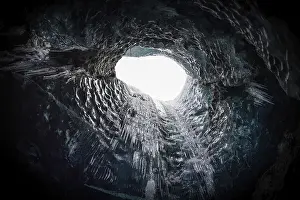 Ice Cave Vatnajokull Drucke: Exit to the surface, ice cave under the Vatnajokull