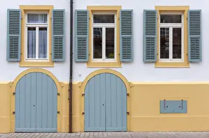 Central European Architecture Style Drucke: Facade with cellar doors and windows