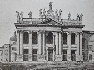 Historic Facade Drucke: The facade of the Lateran Palace