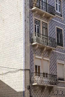 Historic House Facade Drucke: Facade with painted tiles