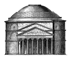 Ancient Civilizations Drucke: Facade of the Pantheon in Rome