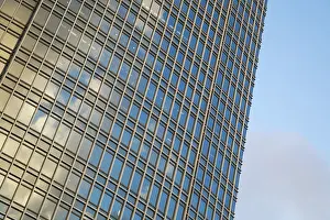 China Cityscape Photography Drucke: Facade of the skyscraper with windows over blue sky