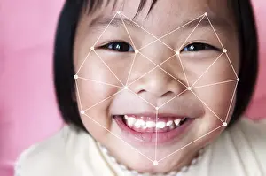 Online Data Security Drucke: Facial recognition system concept
