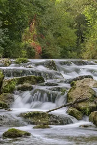 Long Exposure Waterfalls Drucke: Falling step of a former weir at the Triesting