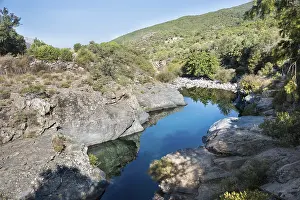 Corsica River Landscape Drucke: Fango river between rocks, Tuarelli