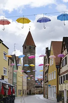 Historic City Gate Bavaria Drucke: Farberturm also called Pulverturm