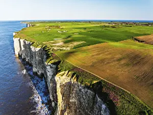 Yorkshire Drone Photography Drucke: Farm and Fields over Bempton Cliffs from a drone