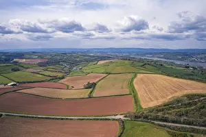 Aerial View Of Devon Drucke: Farms and Fields over Labrador Bay from a drone