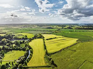 Drone Photography UK Drucke: Farms over River Brede from a drone