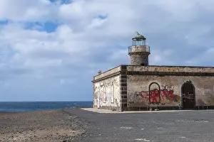 Landschaftsmalerei Drucke: Leuchtturm von Punta Pechiguera, das alte Leuchtfeuer am südlichen Ende von Lanzarote.