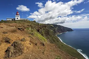 Steep Cliff Landscape Photography Drucke: Farol da Ponta do Pargo lighthouse and cliffs